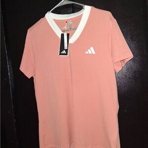 Adidas Women's Pink T-Shirt with White Trim